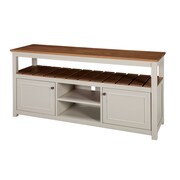 ALATERRE FURNITURE Savannah TV Cabinet, Ivory with Natural Wood Top ASVA10IVW